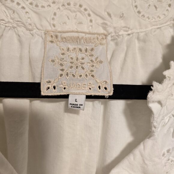 Johnny Was Dress Women Large White Jade Ekaterina Embroidery Pockets Tassel FLAW - Picture 6 of 13